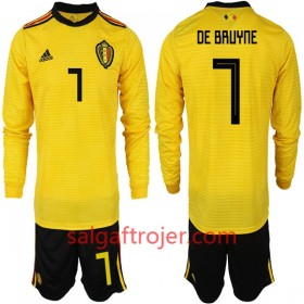 Belgien Fodboldtrøjer DE BRUYNE 7 Børn Udebanesæt VM 2018 Langærmet